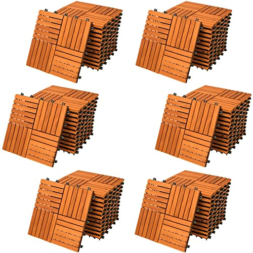 Dalles de terrasse bois d'acacia certifié FSCŽ 6m˛ dalle acacia mosaďque Quattro 30x30cm systčme de clips dalle découpe possible