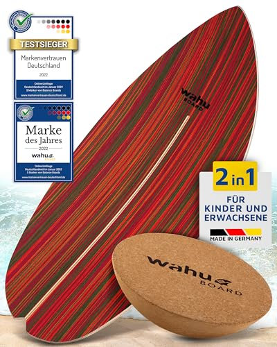 WAHU Balance Board - einzigartiges Board inkl. Halbkugel und Rocker Shape - Surf - Gleichgewichtstraining für Kinder und Erwachsene - Balance Board 100% Echtholz