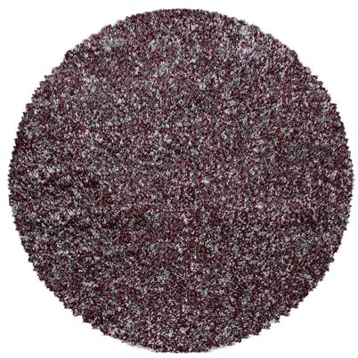 SIMPEX Teppich Wohnzimmer 120 cm Rund Hochflor Teppich Rot Moderne Einfarbig Meliert Design - Schlafzimmer Teppich Pflegeleicht Extra Weich Extra Flauschig - Carpet Living Room Deko