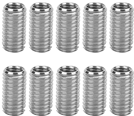 Watris Veiyi gänginsats reduceringsmuttrar, 10 stycken gänginsatser i rostfritt stål, insida M6 x 1,0 utvändigt M8 x 1,25 längd 15 mm industriella fästelement, för bilar, ångturbiner