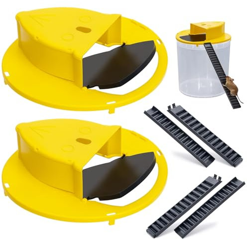 LeKuni 2 Pièces piege a Souris, piege a Rat Vivante en Plastique pour Attraper Plusieurs Souris Simultanément, piège à Souris Utilisation Intérieure et Extérieure, Adapté aux Fûts de 5 Gallons