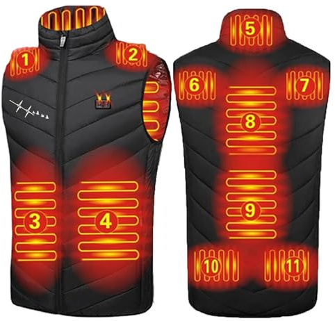 Gilet Chauffant Polaire Sans Manche Homme Femme Avec Batterie Externe Incluse Veste Chauffante Polaire éLectrique 11 Zones de Chaleur Manteau Polaire Chauffant Hiver Pour Moto Chasse RandonnéE