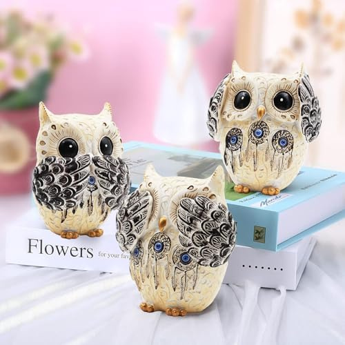 Irayin Búho Decoracion Figuras, Búho de la Suerte, Figuras Decorativas Modernas Salon, Decoracion Casa para Salón, Patio, Escritorio, Oficina - Blanco