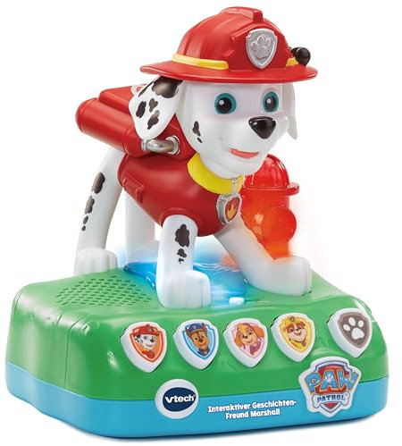 VTech PAW Patrol - Interaktiver Geschichten-Freund Marshall – Mit der Figur spannenden Geschichten zuhören und interaktive Rettungsmissionen meistern – Für Kinder von 3-6 Jahren