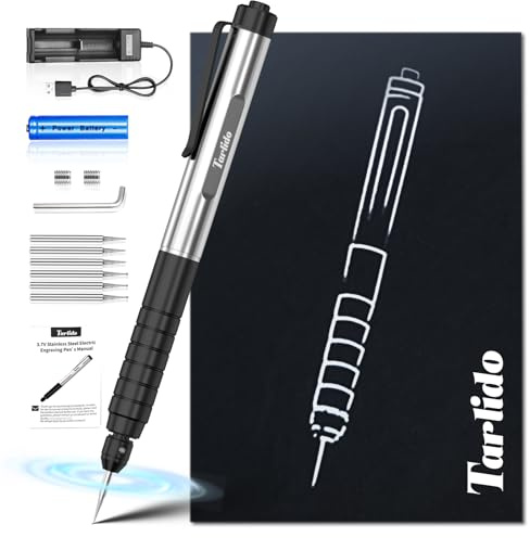 Tarlido Engraving Pen, USB Rechargeable Cordless Rotary Tools, Professional Mini Carving Machines Portable DIY Engraver Machine for Metal to Wooden, Glass, Jewelry-Black