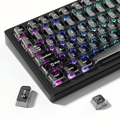dagaladoo Touches Grises Transparentes, matériau PC, Touches de Clavier Transparentes, Profil MDA pour Clavier mécanique de Jeu Cherry Gateron MX Switches (115 Touches, Touches Uniquement)