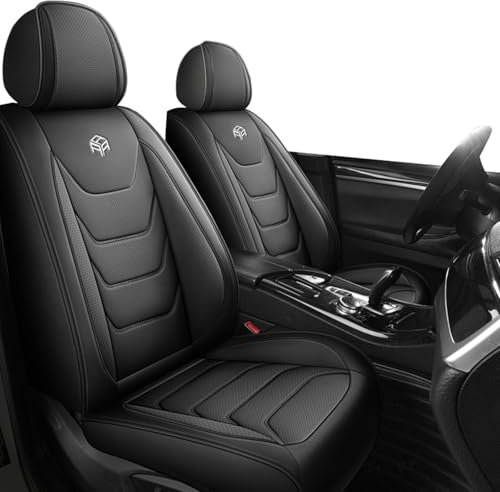 Chifeng PU Leder Autositzbezüge Auto Vordersitz 2 Stück Set Fit für BMW 1 3 5 Series X1 X2 X3 X4 X5 X6 Universal wasserdicht Autositzbezüge (schwarz)