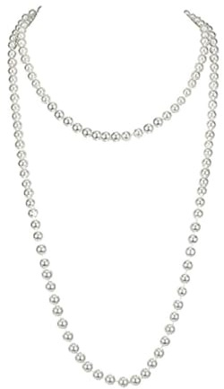 Visxcnu 1920 Collier Perles,Long Collier en Perles d'imitation Tendance Style Collier Long de Fausses Perles pour Mariage Fiançailles 150 cm,Collier des Perles Blanc,Cadeau pour Femmes Filles