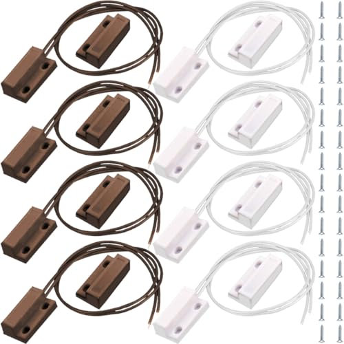 JYUDAUFU 8 pezzi NC normalmente chiuso magnetico Reed interruttore cablato con nastro adesivo, viti, per contatto di sicurezza sensore porta finestra/allarme montaggio superficiale