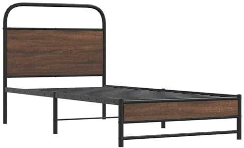 vidaXL Bettgestell ohne Matratze 90x200 cm Braun Eichen-Optik, Bettrahmen, Bett, Einzelbettrahmen, Schlafzimmermöbel, Einzelbett, Schlafzimmerbett