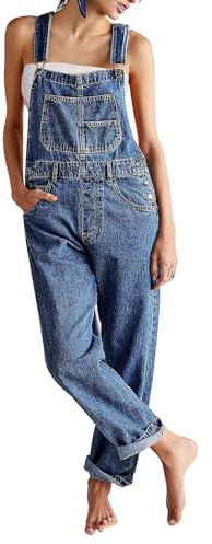 Sovoyontee Salopette d'été ample longue en jean pour femme avec bretelles
