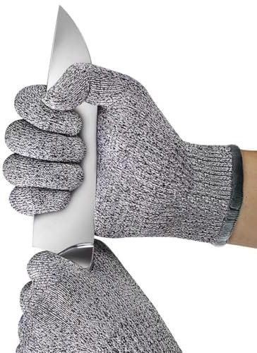 JuanYi Cut Resistant Gloves, Large for Adults Guard Gloves Gardening, Level 5 Protection Upgrade Safety Cut Proof Gloves Men for Meat Cutting Cooking Wood Carving and Outdoor Work, Machine Washable