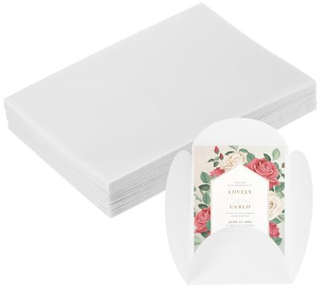 sourcing map 30 Pack Vellum Jackets, 5x7 Inch Vellum Paper Round Vellum Envelopes Transparent 53GSM for Wedding Invitation Accessories Bridal Showers Birthdays Wraps