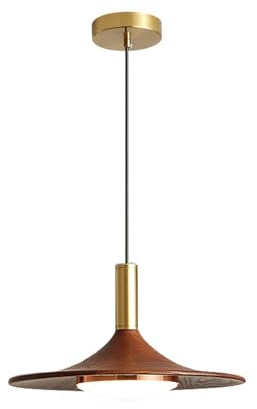 NICRX Vintage Suspension LED Hauteur Réglable,35cm Imitation Bois Abat-jour,3 Températures de Couleur (3000K/4000K/6000K)Intérieur Plafonnier luminaire pour Salon,Salle à Manger,Chambre,Cuisine (35cm)