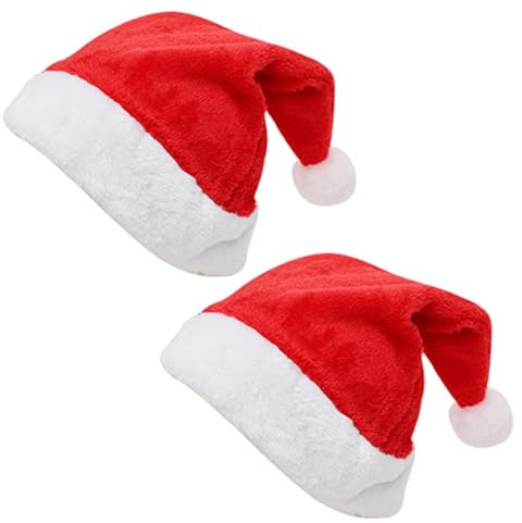 OIXEYA 2pz Cappello Babbo Natale, Cappellini di Natale Adulto, Cappelli Natalizi Divertenti, Cappellino per Bambini, Christmas Hat Uomo, Berretto Bimbo e Bimba