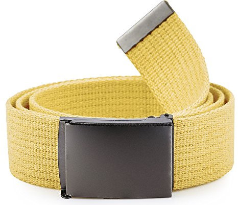 Ladeheid Gürtel Herren Verstellbarer Stoffgürtel aus Baumwolle Gürtel ohne Löcher für Männer Geeignet für Arbeit, Reisen oder Männergeschenke P10 (Gelb-Graphite, 120 cm (Gesamtlänge 130 cm))