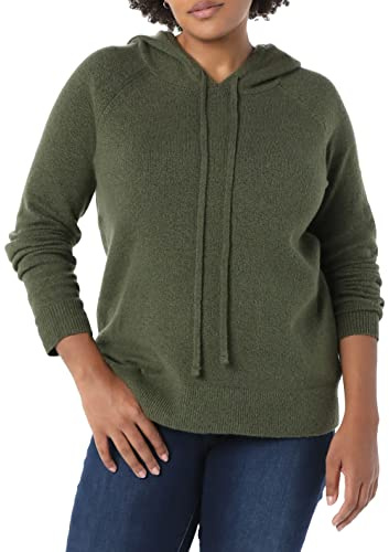 Amazon Essentials Women's Soft Touch Hooded Pullover Jumper, Olive, L