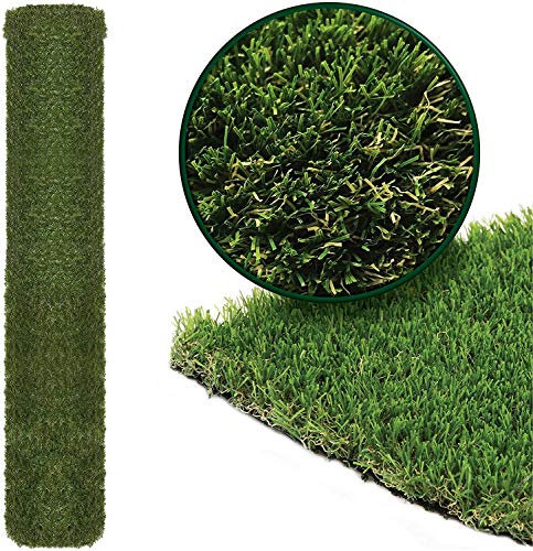 4m x 1m Roll 15mm Pile Height Carpet Artificial Grass Astro Garden Lawn High Density Fake Turf, Dark Green
