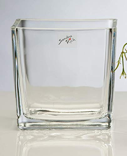 Xicaimen Vaso in Vetro Cubo Trasparente, Quadrato 14 cm Ø 14 0 x 14 0 cm