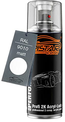 TRISTARcolor RAL 9010 Reinweiss matt 2K Acryl Spraydose Sprühdose Spritzlack Sprühlack 400 ml schnelltrocknend
