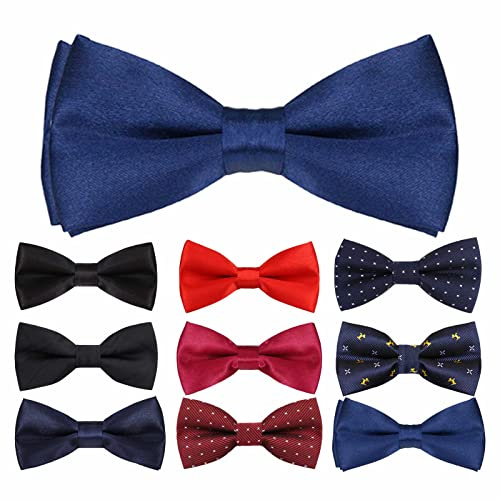 Probuk Générique Noeud Papillon Enfant,Noeud papillon pré-noué pour garçon Noeuds papillon ajustables unis fantaisie,Noeud papillon gabardine de smoking solide,Polka dot