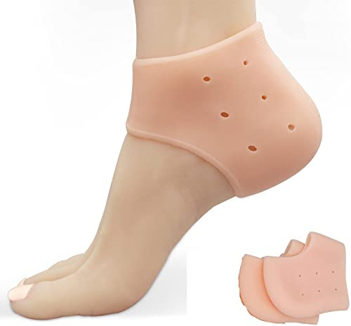 SNISHET Silicone Heel Protectors, Gel Heel Cups for Heel Pain, Breathable Heel Cushions for Back of Heel, Plantar Fasciitis Relief for Men and Women, Blister Prevention for All Shoes