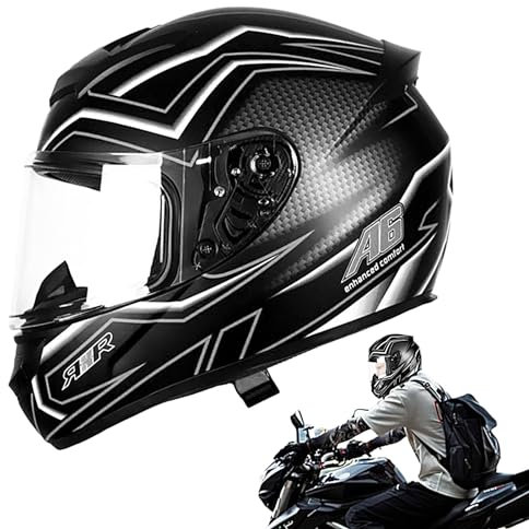 Casco integrale da moto, da uomo, caschi da motocross, caschi integrali, traspiranti, con fodera interna rimovibile per scooter Maciun