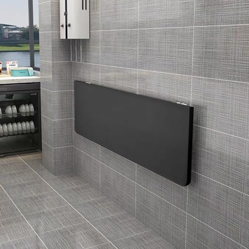 HUOLE Tavolo da Parete Pieghevole in Legno, Scaffale a Muro Richiudibile Salvaspazio Versatile, Scrivania Porta Pc, Tavolino da Pranzo, Soggiorno, Salotto, Bagno, Cucina-80 * 50 * 1,6 cm-nero