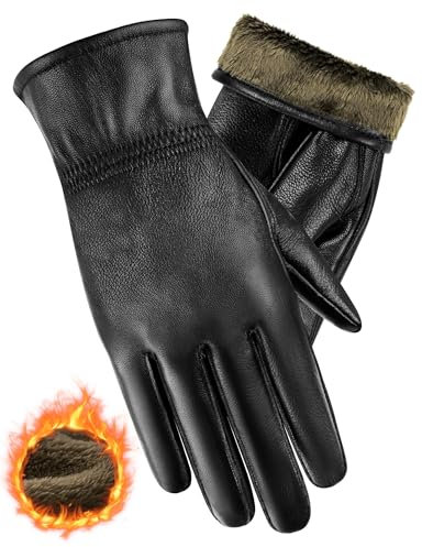 MELLIEX Lederhandschuhe Damen,Echtleder Handschuhe Touchscreen Winterhandschuhe Warmes Gefüttert Leder Handschuhe für Indoor Outdoor Aktivität
