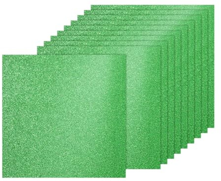 PATIKIL 40 ark gräsgrönt glitterkartongpapper 30 x 30 cm glitterpapper kartongpapper glänsande klippbok 250 g/m² glitterpapper stort våffelpapper för pyssel scrapbook gör-det-själv bröllop