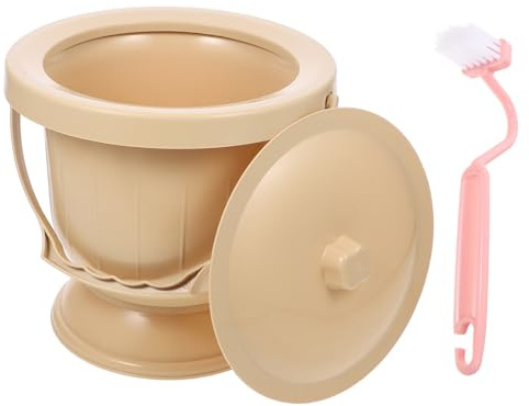 Mikikit Orinal De Plástico Para Adultos y Niño Niña Resistente y Duradero Con Tapa y Asa Portátil Cómodo Para Uso Doméstico y Hospitalario Fácil De Limpiar Pequeño