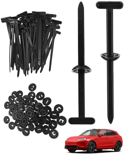 FUGLUS 50PCS Nylon Universal Cable Tie Buckle, Collier de Serrage Serre-Câbles Robustes, liens de serrage plastique,UV Resistant Black Cable Ties Tool Accessory for Car Repair, Bumper Retainer Clips