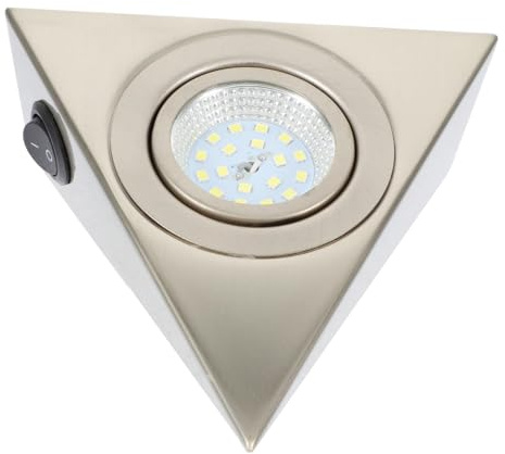 Tofficu Lampe LED Triangulaire sous Meuble Acier Inoxydable 13 X 13 Cm Éclairage Uniforme Verre Trempé Cuisine Placard Support Tv Espaces Angulaires