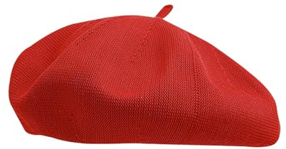 HIQIU Baskenmütze Damen Sommer Dünne - Ultra Leichte Atmungsaktiv Barett Cap Damen Künstler Malerhut Beret Frühling Freizeit Beanie Cap (DE/NL/SE/PL, Numerisch, 56, 58, Rot)