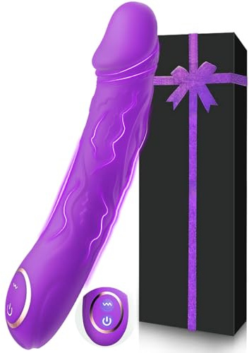 Vibrator Realistic Dildo Vibrator with 10 Powerful Vibration Modes,Vibrating Penis Women Sex Toy Clitoris Anal G Spot Vibrator Charging Cable and Storage Pouch