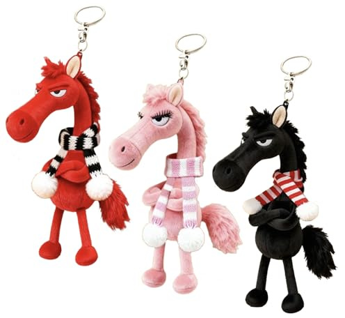 LUYIEDHA 3PCS Llavero de caballo de peluche Llavero de peluche de la mascota de la suerte del Año del Caballo,regalo de buena suerte para Año Nuevo 2026 Caballo guardianes de la suerte (Multicolor 1)