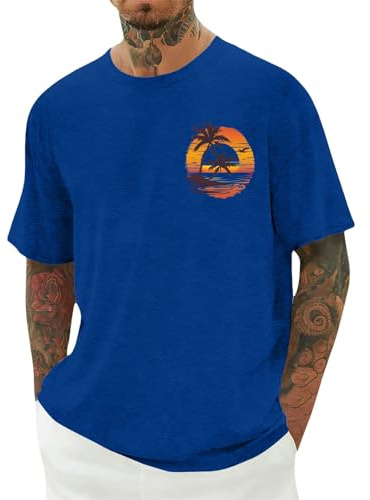Herr Hawaii Kort Ärm T Shirt Med Gecko För Utflykt Skog Sjö Bad Adult Man Andas Snabbtorkande Komfortabel Ledig Semester Blue 5XL