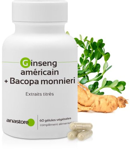 Ginseng (Cereboost™) + Bacopa monnieri * 423 mg/60 g Kapseln * Gedächtnis, Stress, kognitive Fähigkeiten, Konzentration * Verbessert die kognitive Leistung