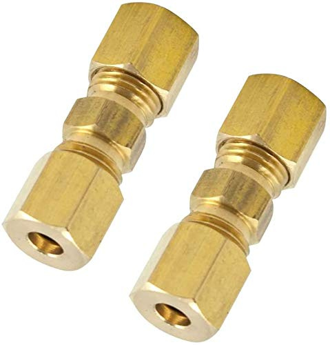 Legines Brass Compression Tube Fitting, Union, 3/8 OD x 3/8 OD, Pack of 2