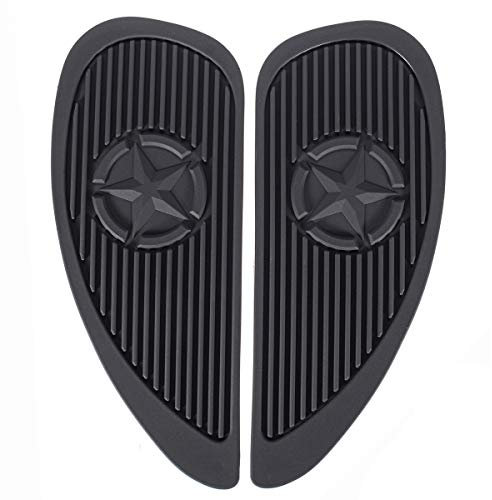 AAlamor Paire Moto Cafe Racer Réservoir De Carburant Cap Pad Protecteur en Caoutchouc Sticker Autocollant Universel - Noir
