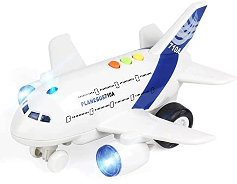 OCCAFY Airplane Toys for Toddlers,Friction Powered Toy Plane for Kids,1:200 Scale Aircraft with Flashing Lights and Sounds for Boys & Girls,Toy Vehicles