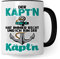 Kapitän Tasse, Der Käpt´n hat immer Recht und ich bin der Käpt´n Geschenk Kaffee-Becher Geschenkidee Bootliebhaber Kaffeetasse Bootbesitzer Tasse mit Spruch lustig Motiv (Weiß/Schwarz)
