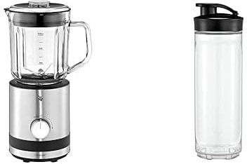 WMF Küchenminis Kompaktmixer, Standmixer, 4 Watt, Glasbehälter,8 l, Pulsstufe, cromargan matt & Kult X Mix & Go/Küchenminis Trinkflasche 600ml, Tritan-Kunststoff, BPA-frei, bruchsicher