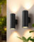 EDISHINE Up and Down Aussenleuchte, Schwarze Wandleuchte Aussen 2er, IP44 Wasserdichte Wandlampe, Aussenbeleuchtung Hauswand, Terrassenbeleuchtung, Balkon Lampe, Modern, ohne Leuchtmittel