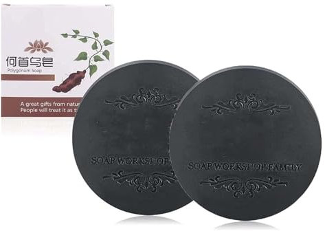 COTTNY Polygonum Multiflorum Shampoo Soap, Schwarzes, Dickes Haar Polygonum Soap Bar, He Shou Wu Shampoo Seife, Natürliche Polygonum Haarseife, Fördert das Haarwachstum, verhindert Haarausfall(2pcs)