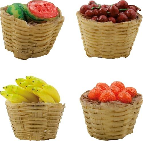 FADEDA 4 x fruktkorgset/höjd: 13 cm/handmålad/detaljerade krubbfigurer – julbord, dekoration, krubbtillbehör