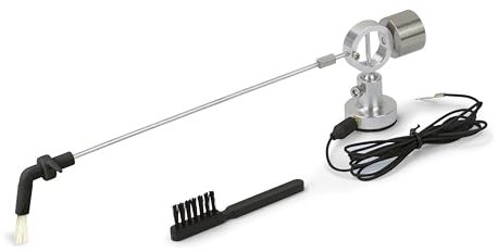 Dynavox spazzola di pulizia per dischi in vinile, braccio di pulizia autoadesivo in alluminio con spazzole in pelo di capra, regolabile in altezza, incl. spazzola per aghi