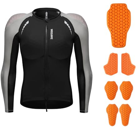 WOSAWE Veste de Protection pour Homme Respirante Chemise de Moto avec Coussins Blindés Amovibles (Gris avec Armure, XXXL)