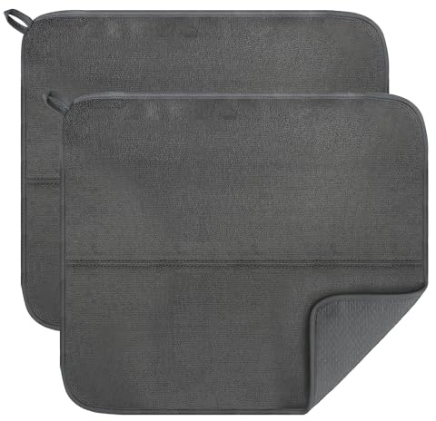 Chumix 2 Pièces Tapis D'égouttoir à Vaisselle 40x45cm | Tapis Égouttoir à Vaisselle Réutilisable en Microfibre, Très Absorbant, Séchage Rapide, Pliable, Utilisé pour Sécher Assiettes et Vaisselle