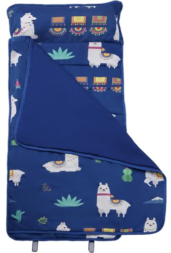 Tapis de Sieste pour Tout-Petits avec Oreiller et Couverture Pliable Anti-Coups de Pied Thermique avec poignée 53 x 130 cm Sac Couchage Portable pour Enfants pour garderie école Maternelle